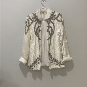 Ramona La Rue Medium white jacket silver beading